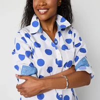 St. John's Bay Womens Long Sleeve Oversized Button-Down Shirt