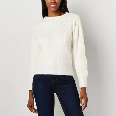 Liz Claiborne Womens Crew Neck Long Sleeve Pullover Sweater