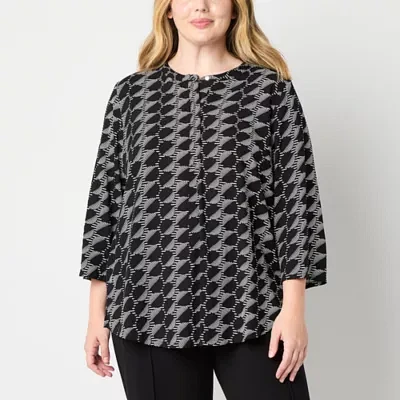 Liz Claiborne Plus Womens 3/4 Sleeve Tunic Top