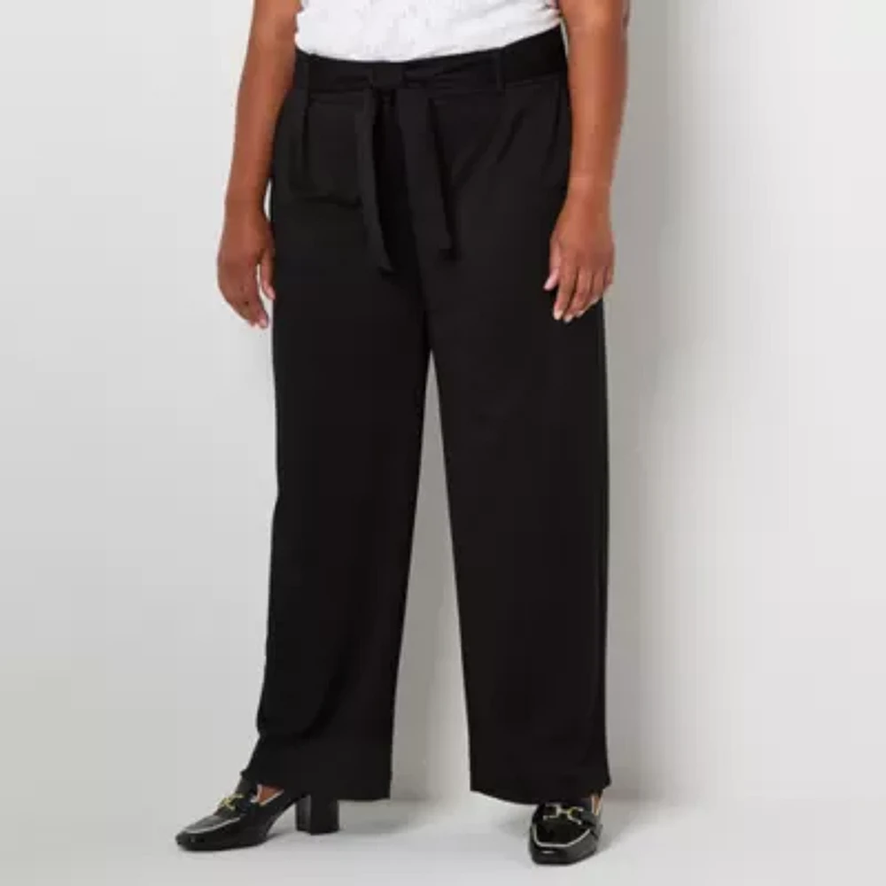 Liz Claiborne-Plus Womens Classic Fit Wide Leg Easy-on + Easy-off Seated Wear Trouser