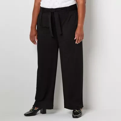 Liz Claiborne-Plus Womens Classic Fit Wide Leg Easy-on + Easy-off Seated Wear Trouser
