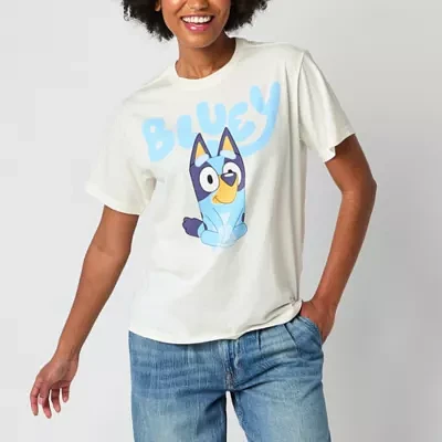 Juniors Bluey Boyfriend Tee Womens Crew Neck Short Sleeve Graphic T-Shirt