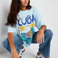 Ripple Junction Juniors Cuba La Havana Oversized Tee Womens Crew Neck Short Sleeve Graphic T-Shirt