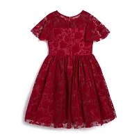 Mia & Mimi Big Girls Short Sleeve Flutter Sleeve A-Line Dress