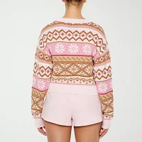 Forever 21 Juniors Fairisle Womens Crew Neck Long Sleeve Holiday Pullover Sweater