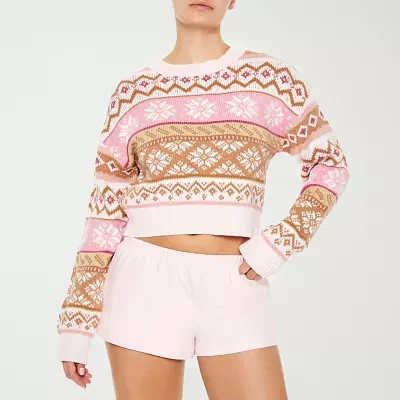 Forever 21 Juniors Fairisle Womens Crew Neck Long Sleeve Pullover Sweater