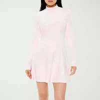 Forever 21 Velour Womens Long Sleeve Fit + Flare Dress Juniors