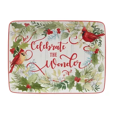 Certified International Winter Greens Serving Platter