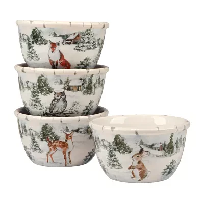 Certified International Winter's Frost 4-pc. Earthenware Ice Cream Bowl