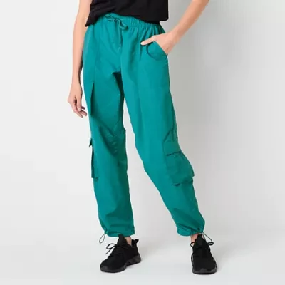 Xersion Womens Woven Mid Rise Cinched Parachute Cargo Pant