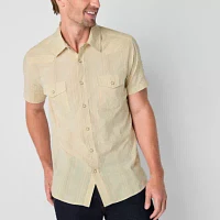 Frye and Co. Mens Regular Fit Short Sleeve Striped Button-Down Shirt