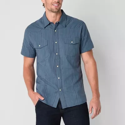 Frye and Co. Mens Regular Fit Short Sleeve Striped Button-Down Shirt