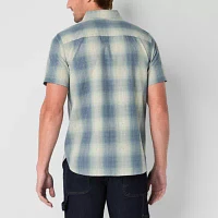 Frye and Co. Mens Regular Fit Short Sleeve Plaid Button-Down Shirt