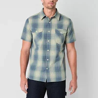 Frye and Co. Mens Regular Fit Short Sleeve Plaid Button-Down Shirt