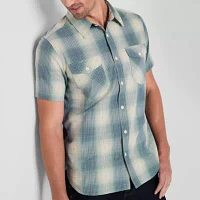 Frye and Co. Mens Regular Fit Short Sleeve Plaid Button-Down Shirt