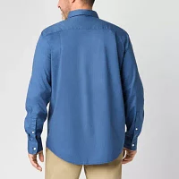 St. John's Bay Stretch Poplin Mens Classic Fit Long Sleeve Button-Down Shirt
