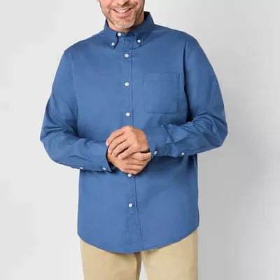 St. John's Bay Stretch Poplin Mens Classic Fit Long Sleeve Button-Down Shirt