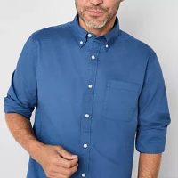 St. John's Bay Stretch Poplin Mens Classic Fit Long Sleeve Button-Down Shirt