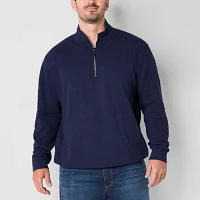 Shaquille O'Neal XLG Big and Tall Mens High Neck Long Sleeve Textured Quarter-Zip Pullover