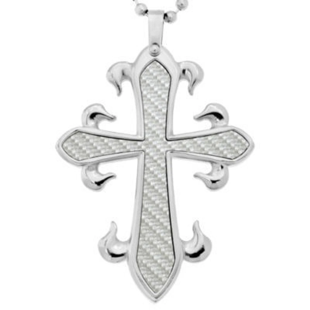 Mens Cross Pendant Necklace Stainless Steel