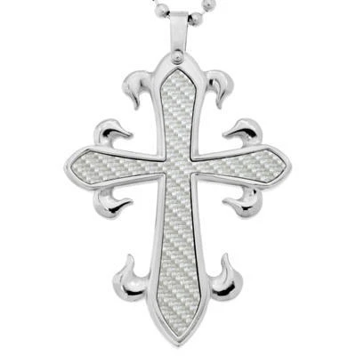 Mens Cross Pendant Necklace Stainless Steel