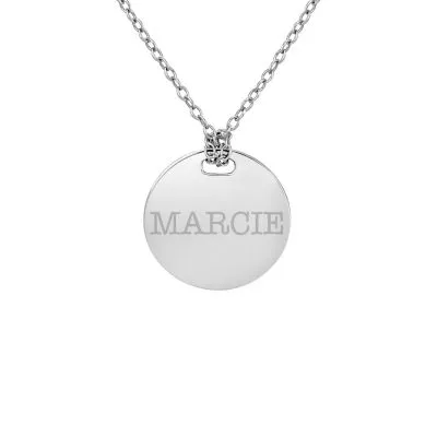 Personalized Sterling Silver 16mm Round Name Pendant Necklace