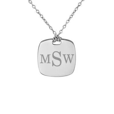 Personalized Sterling Silver 16mm Monogram Pendant Necklace