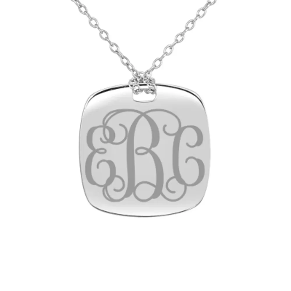 Personalized Sterling Silver 20mm Monogram Pendant Necklace