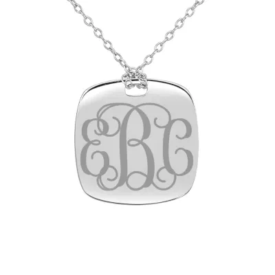 Personalized Sterling Silver 20mm Monogram Pendant Necklace