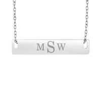 Personalized Sterling Silver Monogram Bar Necklace