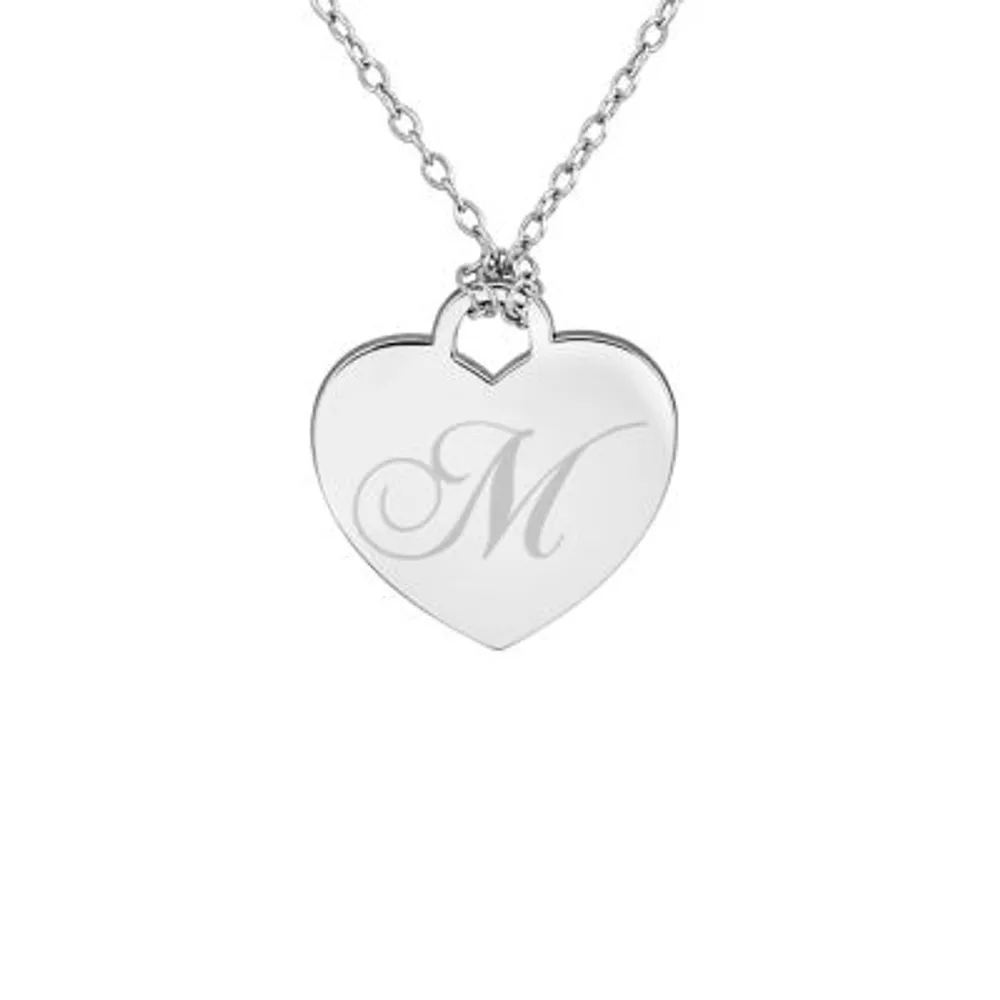 Personalized Sterling Silver Initial Heart Pendant Necklace