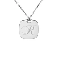 Personalized Sterling Silver 16mm Initial Pendant Necklace