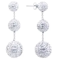 Sparkle Allure Crystal Graduated Pave Ball Silver Plated Drop Earrings