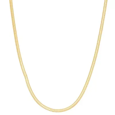 14K Gold Over Silver Solid Snake Chain Necklace