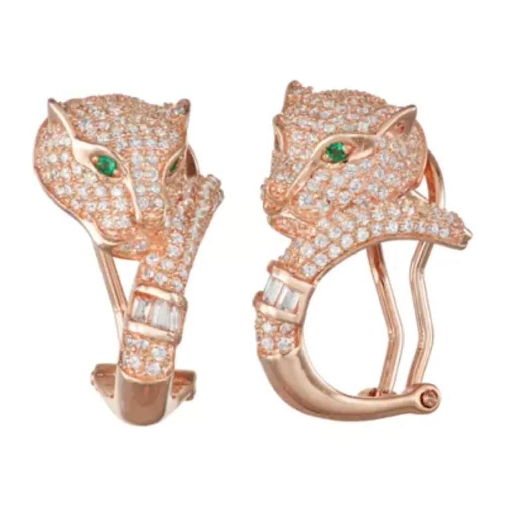 2 1/2 CT. T.W. White Cubic Zirconia Panther 14K Rose Gold Over Silver Earrings