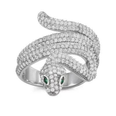 Womens 3 CT. T.W. Cubic Zirconia Sterling Silver Snake Cocktail Ring