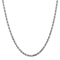 14K White Gold Inch Rope Chain Necklace