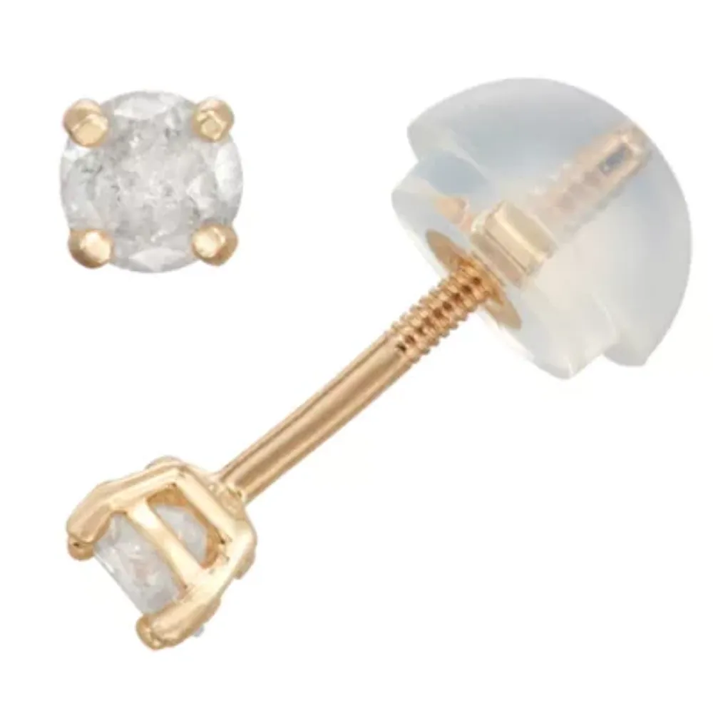 1/5 CT. Natural White Diamond 14K Gold 3mm Stud Earrings