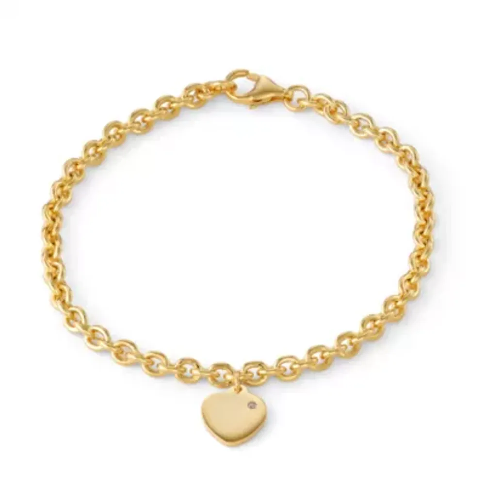 14K White Gold Heart Charm Bracelet - JCPenney