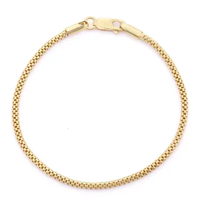 14K Gold Over Silver 7.25 Inch Solid Link Chain Bracelet