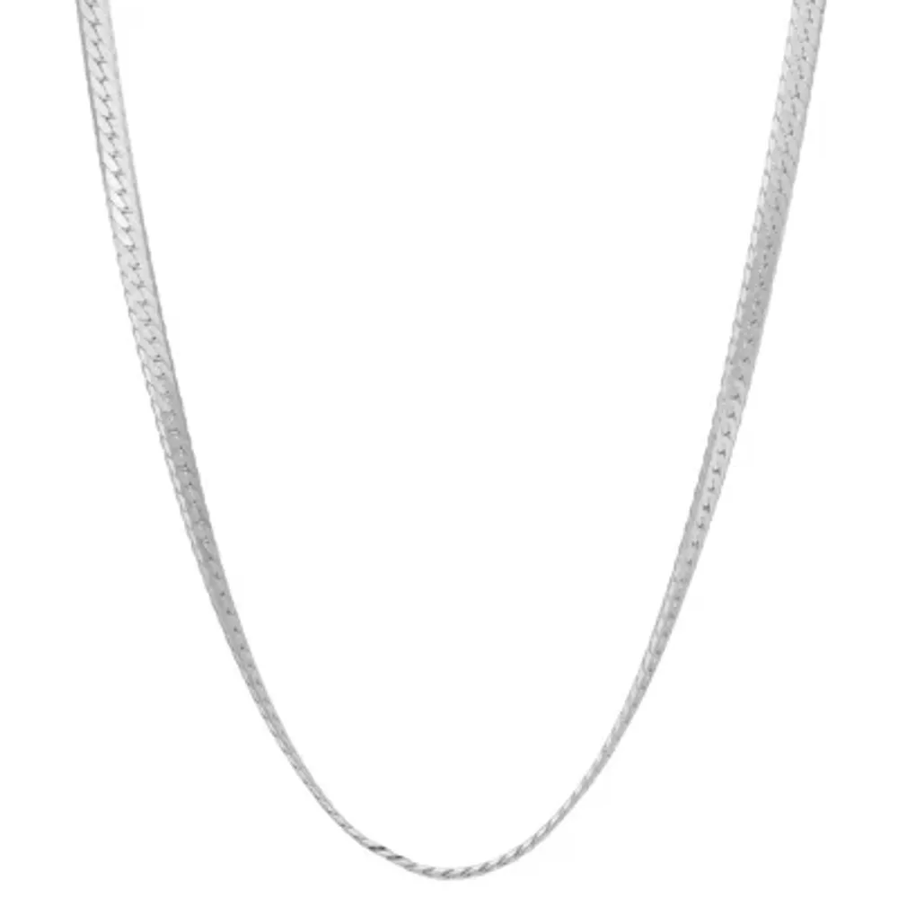 Sterling Silver Solid Herringbone Chain Necklace