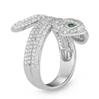 Womens 3 CT. T.W. Cubic Zirconia Sterling Silver Snake Cocktail Ring