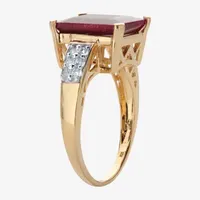 Womens Lead Glass-Filled Red Ruby 14K Gold Over Silver Cocktail Ring