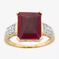 Womens Lead Glass-Filled Red Ruby 14K Gold Over Silver Cocktail Ring