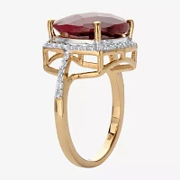 Womens Lead Glass-Filled Red Ruby 14K Gold Over Silver Cocktail Ring