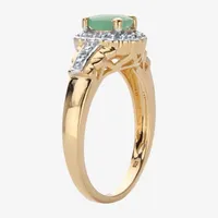 Womens Genuine Green Emerald 14K Gold Over Silver Cocktail Ring