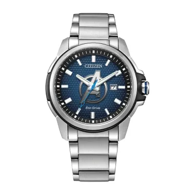 Citizen Avengers Marvel Mens Silver Tone Stainless Steel Bracelet Watch Aw1651-52w