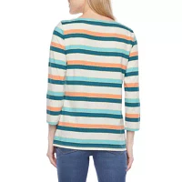 St. John's Bay Womens Tall Boat Neck 3/4 Sleeve T-Shirt