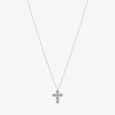 Footnotes Faith Cubic Zirconia Sterling Silver 16 Inch Cable Cross Pendant Necklace