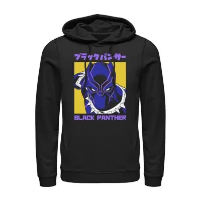 Mens Hooded Long Sleeve Classic Fit Marvel Black Panther Graphic T-Shirt